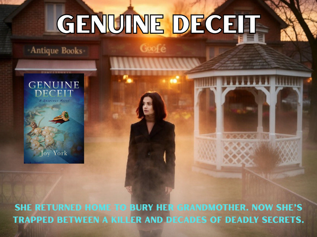 JoyYorkAuthor's tweet image. GENUINE DECEIT  BY Joy York

Her grandmother is murdered. Now the killer is after her. But why? 

After uncovering valuable items that have been buried in her childhood home for decades, she is just beginning to understand the depth of her family’s deception. 

Will she discover