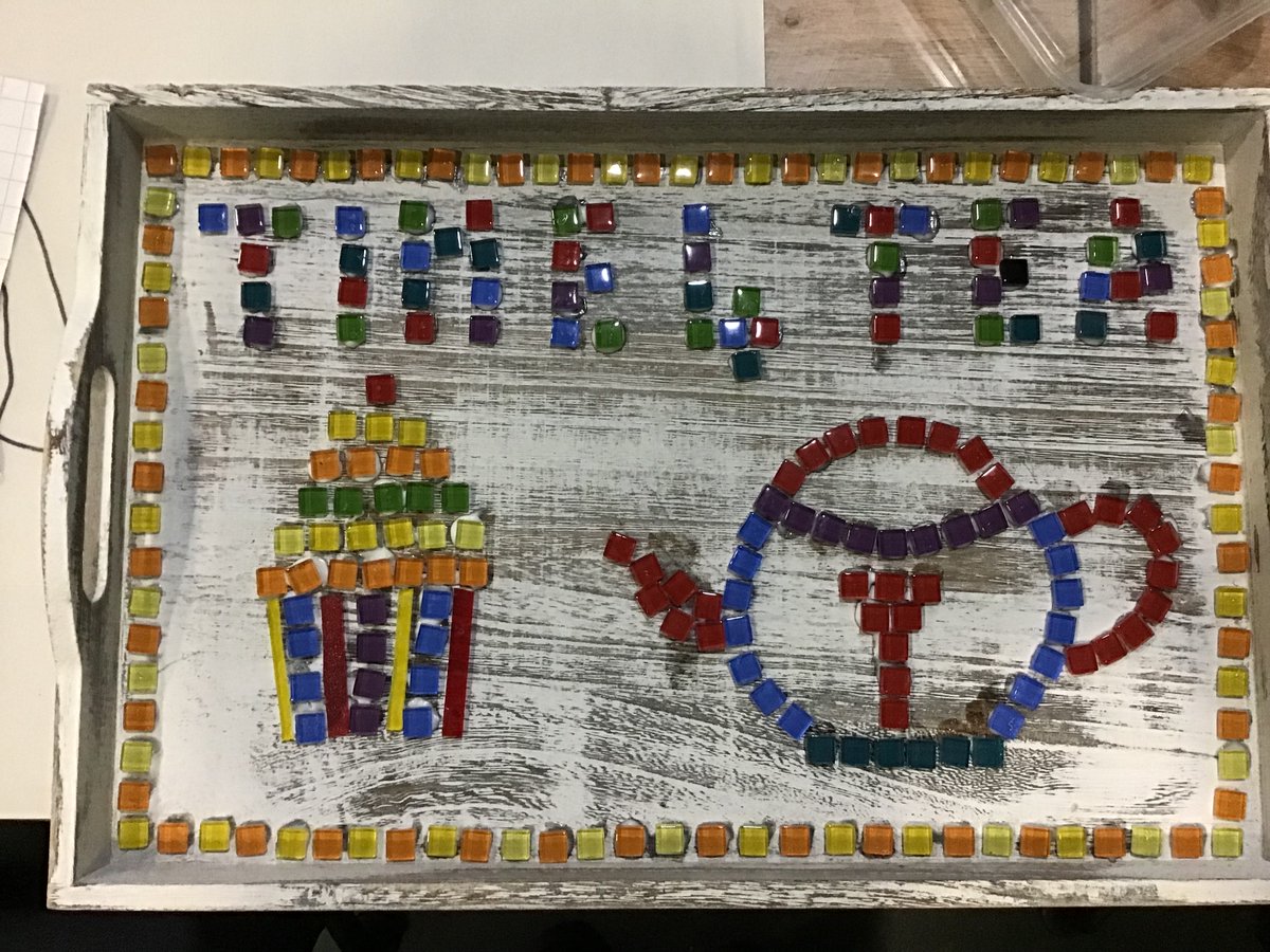 Rotherhamcreat2's tweet photo. Week 2 of our Mosaic Tray course and we can really start to see them coming together now. Some great designs that will look fabulous when they are complete. Really great work done by all our lovely learners. #awesomeadults #newskills #wellbeing #lovelearning https://t.co/BnUODxaLAE