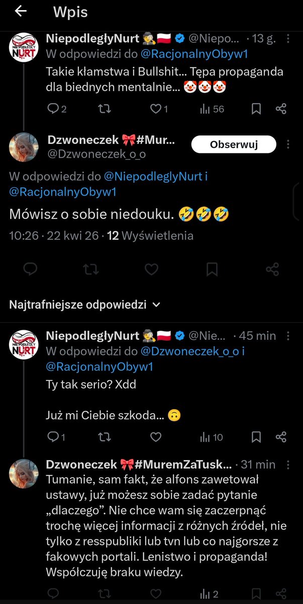 Ale to są biedni mentalnie ludzie którzy uciekają zaraz po napisaniu komentarza i myślą że wygrali.. Żeby jeszcze wiedzieli o czym piszą... 
Bo na 99% nie mają pojęcia o Rynku Krypto a wypowiadają się jakby byli ekspertami... Żal mi ich tak po ludzku..🤡
#Silnirazem