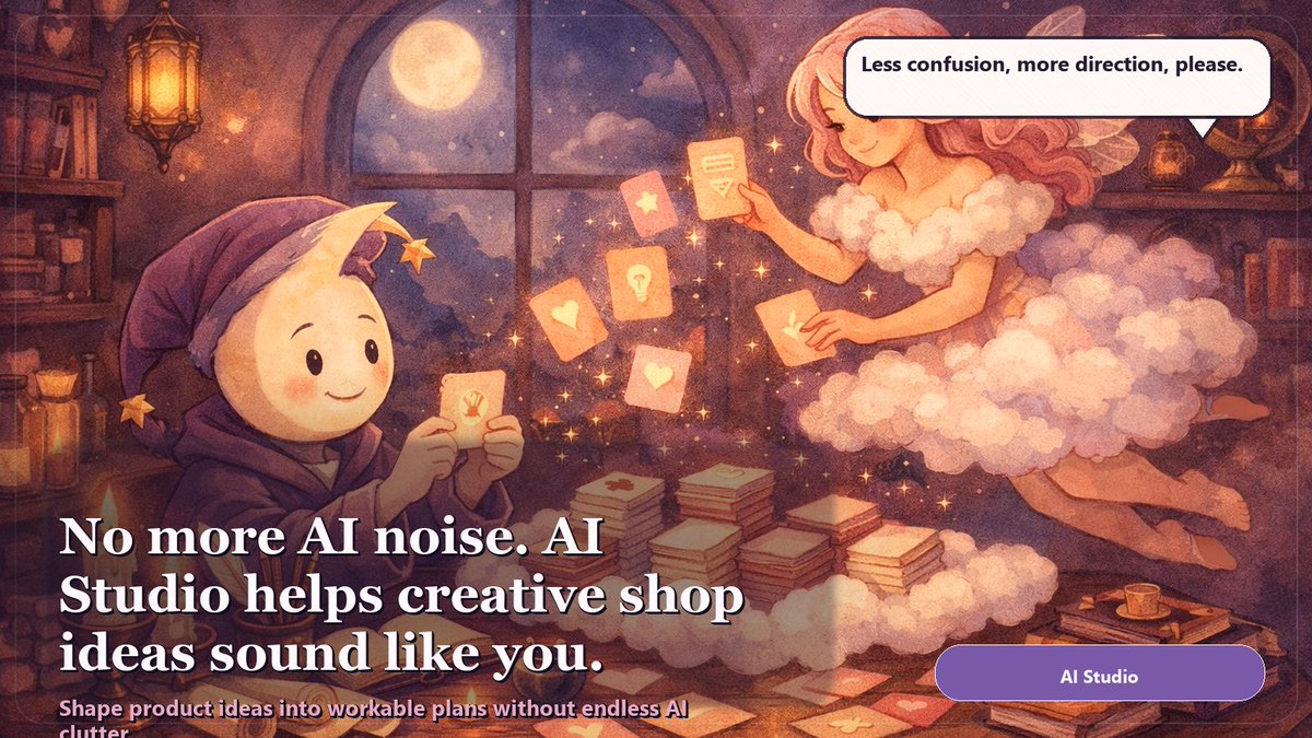 EverAliceAI's tweet image. AI Studio gives Etsy and creative sellers usable prompts and guidance, minus the flood of irrelevant noise. Build your shop vision in a clearer, kinder workspace-no digital debris, just practical next steps. Explore everalice.studio.

#AIForBusiness #AutomationTools