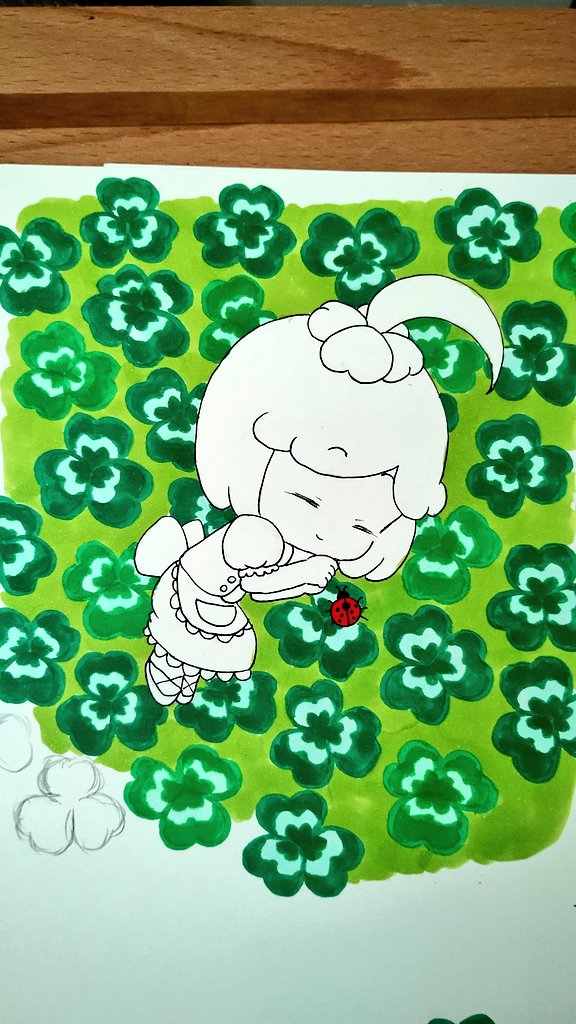 usakochannnn's tweet image. 以前に投稿したイラストの制作過程です！
前はA4の紙全面にイラストを描いてたけど、最近は小さめに描いてます。笑
コピックだと広範囲を塗ろうとするとどうしてもムラができてしまうので、なるべく塗る範囲を狭くするのが最近のスタイル。笑
#コピック
#copic
#アナログイラスト