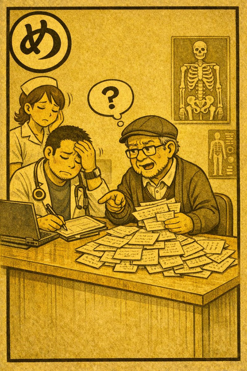 drorthope's tweet photo. 医療あるあるカルタ

現在、(40)まであります
随時更新中！

「わ」忘れない…
「め」メモたくさん…
「ふ」フラグ立つ…
「ぬ」主の圧…

続きは固定ポストへ👍 https://t.co/bu82t3NOOy