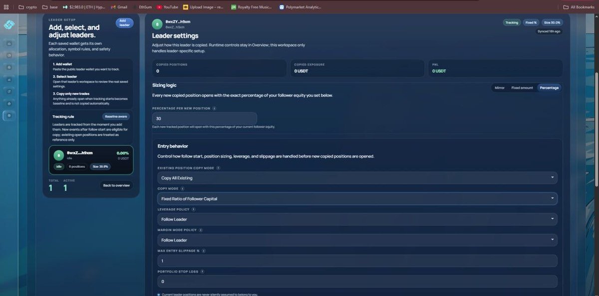 pacifica_flow's tweet photo. Building on @pacifica_fi : copy trading + AI Agent mode.

We’re solving a key problem in copy trading, making it accessible even for small accounts.

This is not just for the hackathon, we’re actively building this as a real product beyond it.

you’ll be surprised
Stay tuned. 👀 https://t.co/c1zgTXJ52G