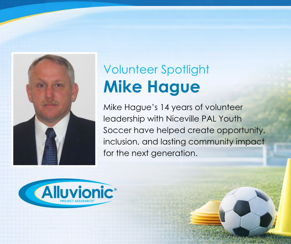 Alluvionic's tweet photo. This #NationalVolunteerWeek, we’re proud to recognize Mike Hague for 14 years with Niceville PAL Youth Soccer. His leadership helps create opportunities for kids ages 3–18, including inclusive programs for young athletes. #NVW #CommunityImpact https://t.co/1k7No5i2eN