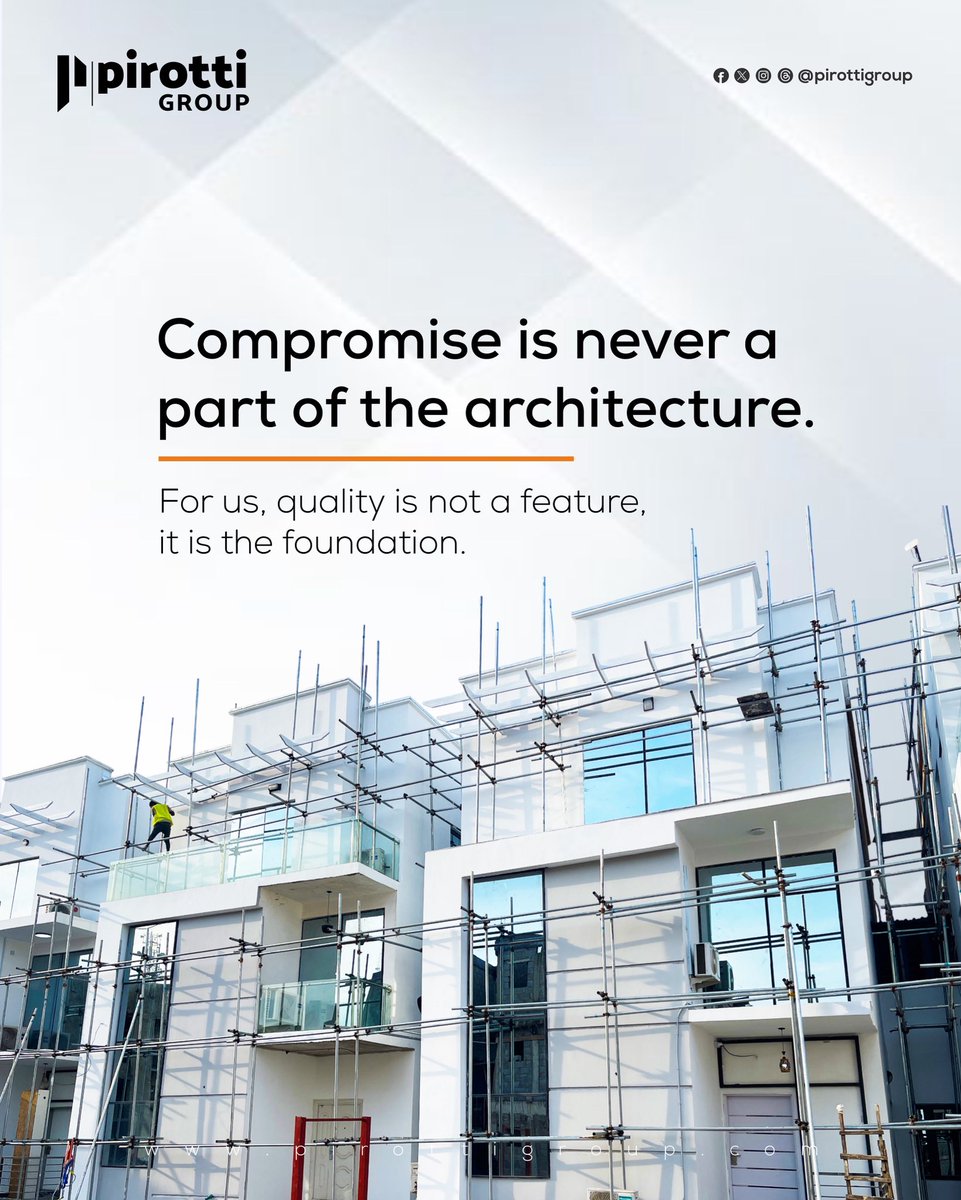 PirottiGroup's tweet photo. From the first phase of construction to the final detail, we approach every project with a clear standard.

We build for those who expect more, more quality, more value, and more attention to detail.

Because at Pirotti Group, every building is a promise delivered.

08095000700 https://t.co/enwCsZ21Q0