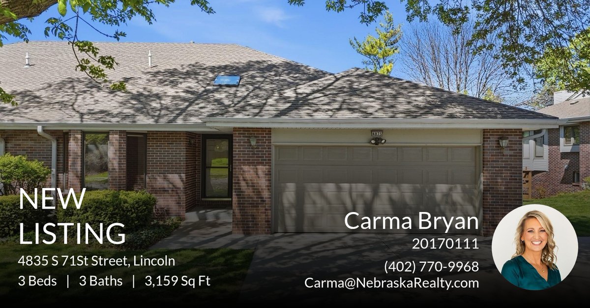Carma5's tweet photo. 📍 New Listing 📍 Take a look at this fantastic new property that just hit the market located at 4835 S 71st Street in Lincoln. Reach out here or at (402) 770-9968 for more information

Carma Bryan, CFSP
Real Estate Advisor
Homes b... https://t.co/s3PpmUFItg https://t.co/3q8gqEXuzy