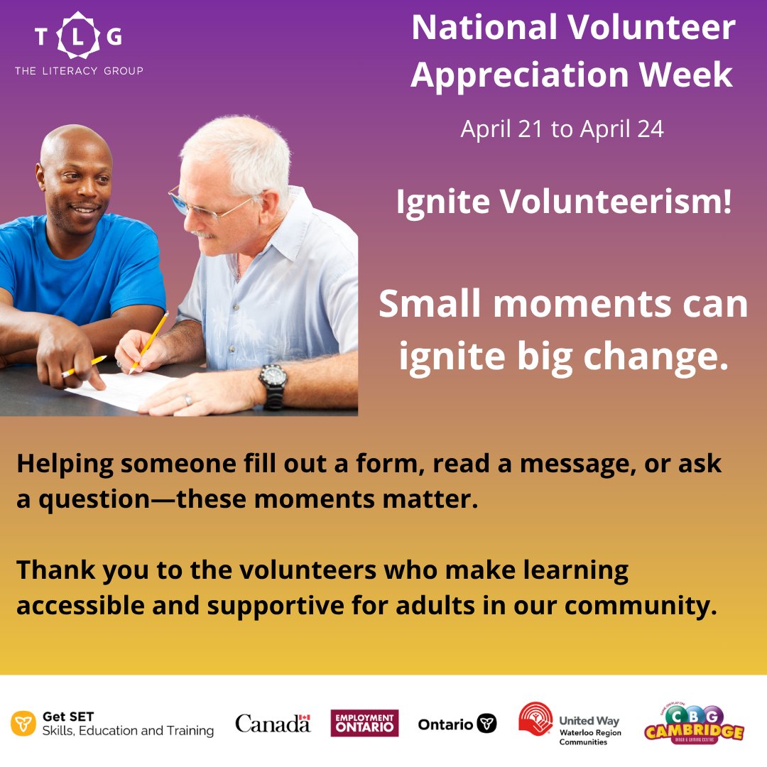 TLGwr's tweet photo. #NVW2026 #IgniteConfidence #LiteracyForLife 

If you are interested in becoming a volunteer at TLG check out our Volunteer Guide.   https://t.co/e1kNZM4IsQ https://t.co/R0L0st7mL2