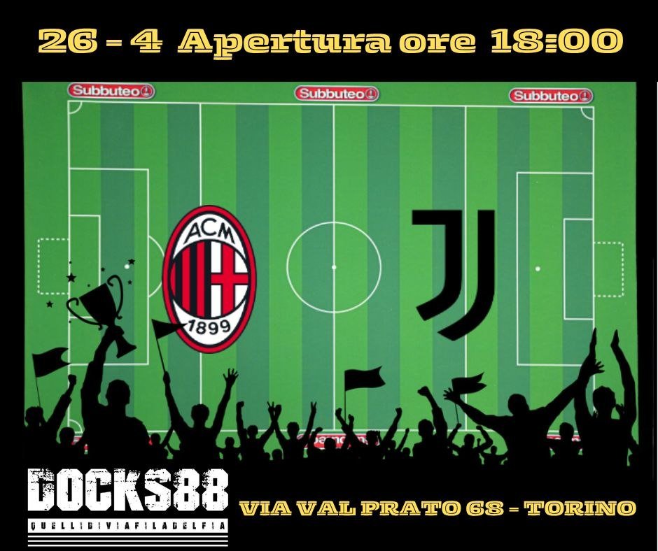 QVF1897's tweet photo. Domenica 26/4 - Ore: 20:45

Milan - Juventus

Apertura sede ore 18:00

Si ricorda a tutti che prima della partita, alle ore 18:00, si terrà l'annuale assemblea dei soci. 
Non mancate. https://t.co/5Imhjowkpp