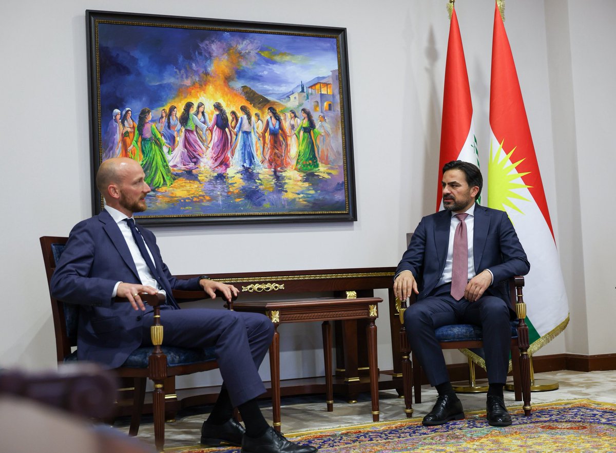 NiyazSBarzani's tweet photo. Met @nlinkri Consul General Adriaan IJsselstein in Erbil today. 

We discussed the evolving security landscape, the internal dynamics within the KRI, and shared views on stability, governance, and regional cooperation. Appreciated the candid exchange and continued partnership. https://t.co/pnpgF0YnpD