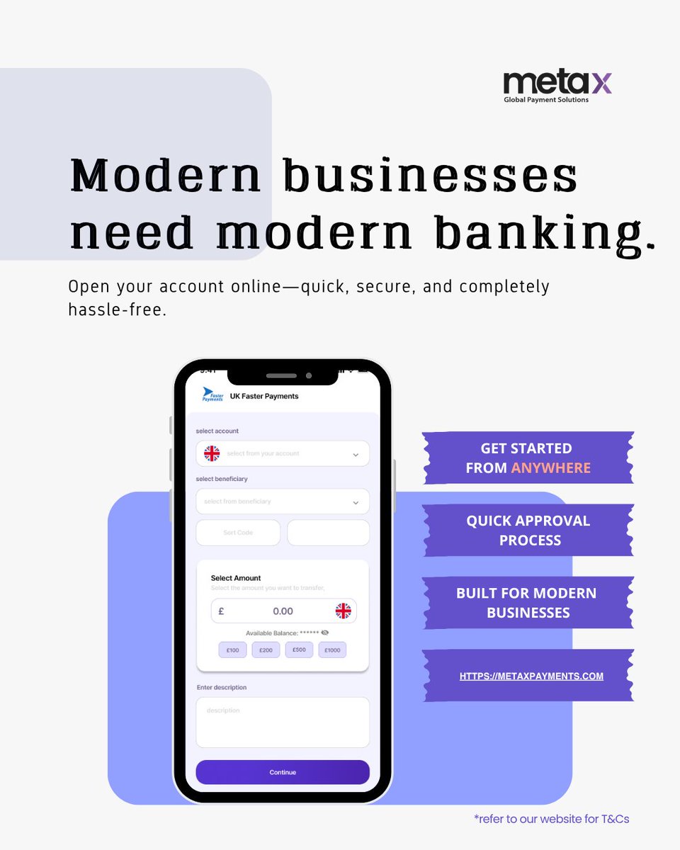 MetaXPayments's tweet photo. Modern businesses move fast — your banking should too.With Metax Payments, manage  everyday payments from one simple platform

🌐 https://t.co/EqEYkrIPLX
📞 +1 778 745 3531

 #ukpayments #gbpaccount #fasterpayments #chaps #swifttransfers #businessfinance #digitalbanking https://t.co/Tr6Houydlz