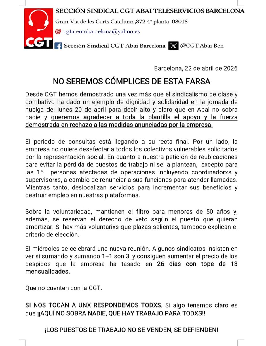 CGT ABAI Barcelona tweet media