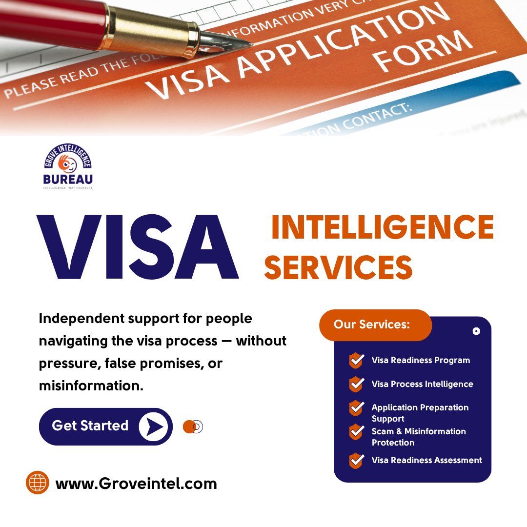 GroveIntel's tweet image. You don't need an agent to understand the visa process. You need clarity. 

GIB Visa Intelligence Services → GroveIntel.com 

#VisaIntelligence #VisaHelp #KibraSlumEradication Boma Yangu AHP Pata Makao Webuye DEB Grounds Joseph Waswa Foundation Joseph Waswa Foundation