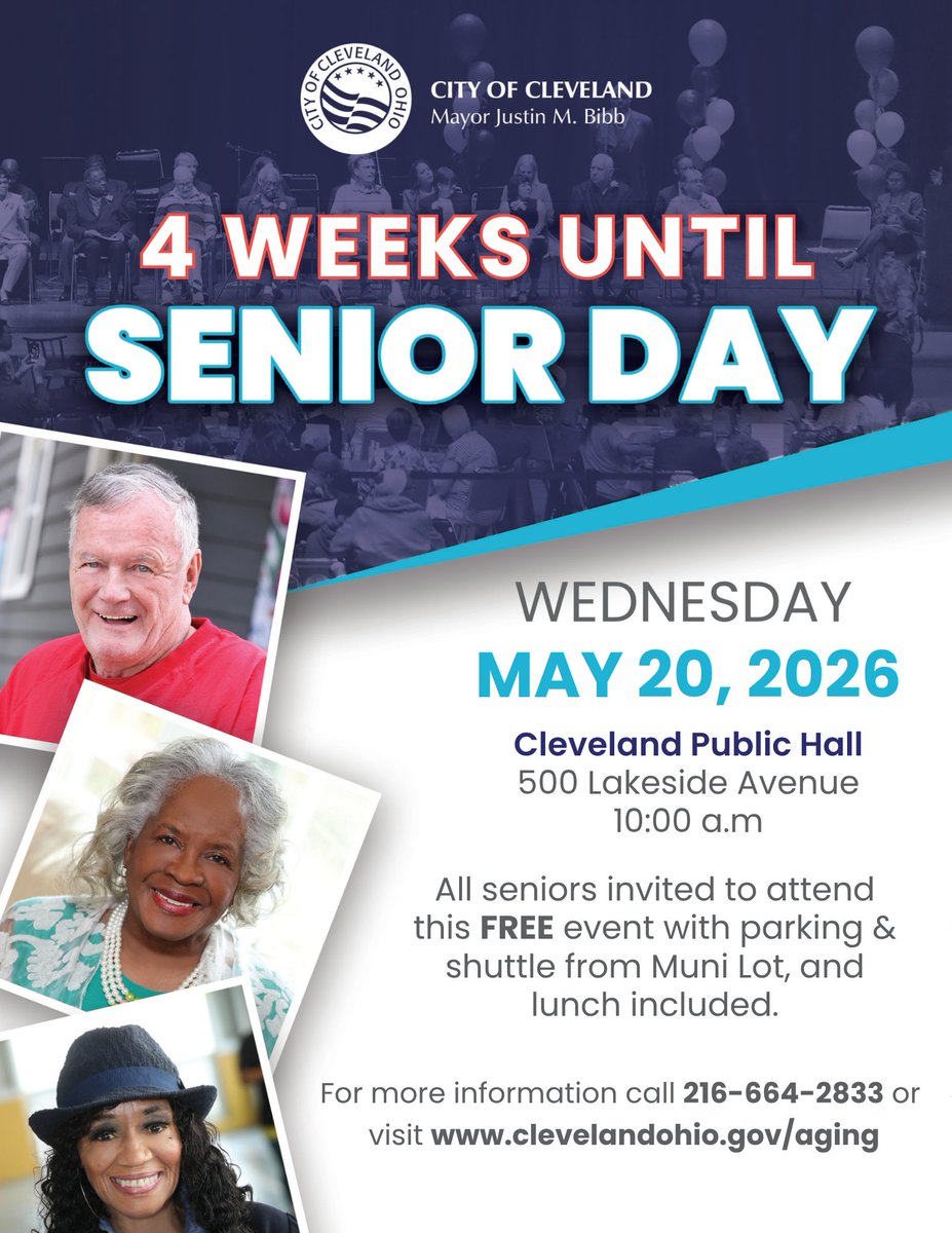 ClevelandAging's tweet photo. Only 4 weeks till Senior Day 2026! Will we see you there? https://t.co/XJKEq2yylx