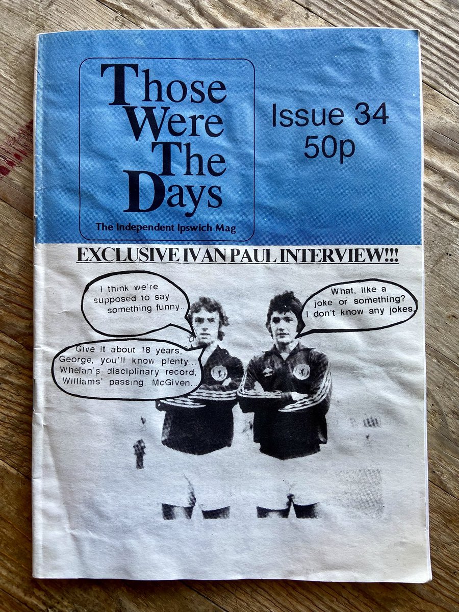 ggoford's tweet photo. Today’s #footballflashback are the #fanzines Those Were The Days and Dribble produced lovingly by #ipswichtown #itfc fans in the mid 1990s. Bought outside Portman Road on 25 Feb 1995, as @IpswichTown beat Southampton. Great writing and humour from @twtduk https://t.co/ALTTdeUkri