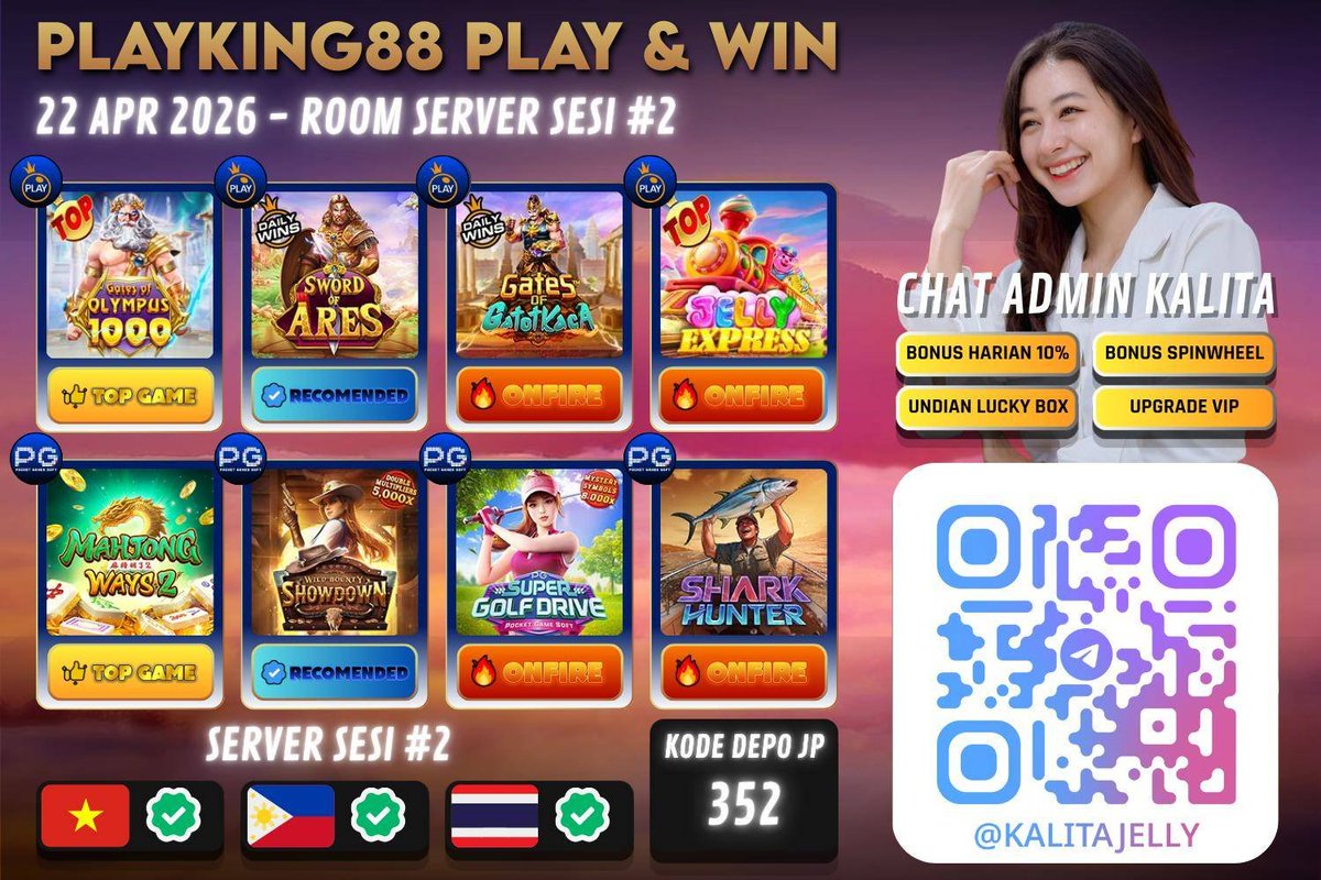 remikoromen's tweet photo. 🍀 PLAY &amp; WIN 𝐏𝐋𝐀𝐘𝐊𝐈𝐍𝐆𝟖𝟖 SESI #2 🍀
⏰ Rabu, 22 April 2026 ⏰
⏳ 19 : 00 - 00 : 00 ⏳
===========================
🌐 LINK :  https://t.co/GxriPj4kuF
▶ TELEGRAM : https://t.co/DDpz5cajmP
===========================
#playking88 #linkgacor #polagacor https://t.co/HhO7tzjYTW