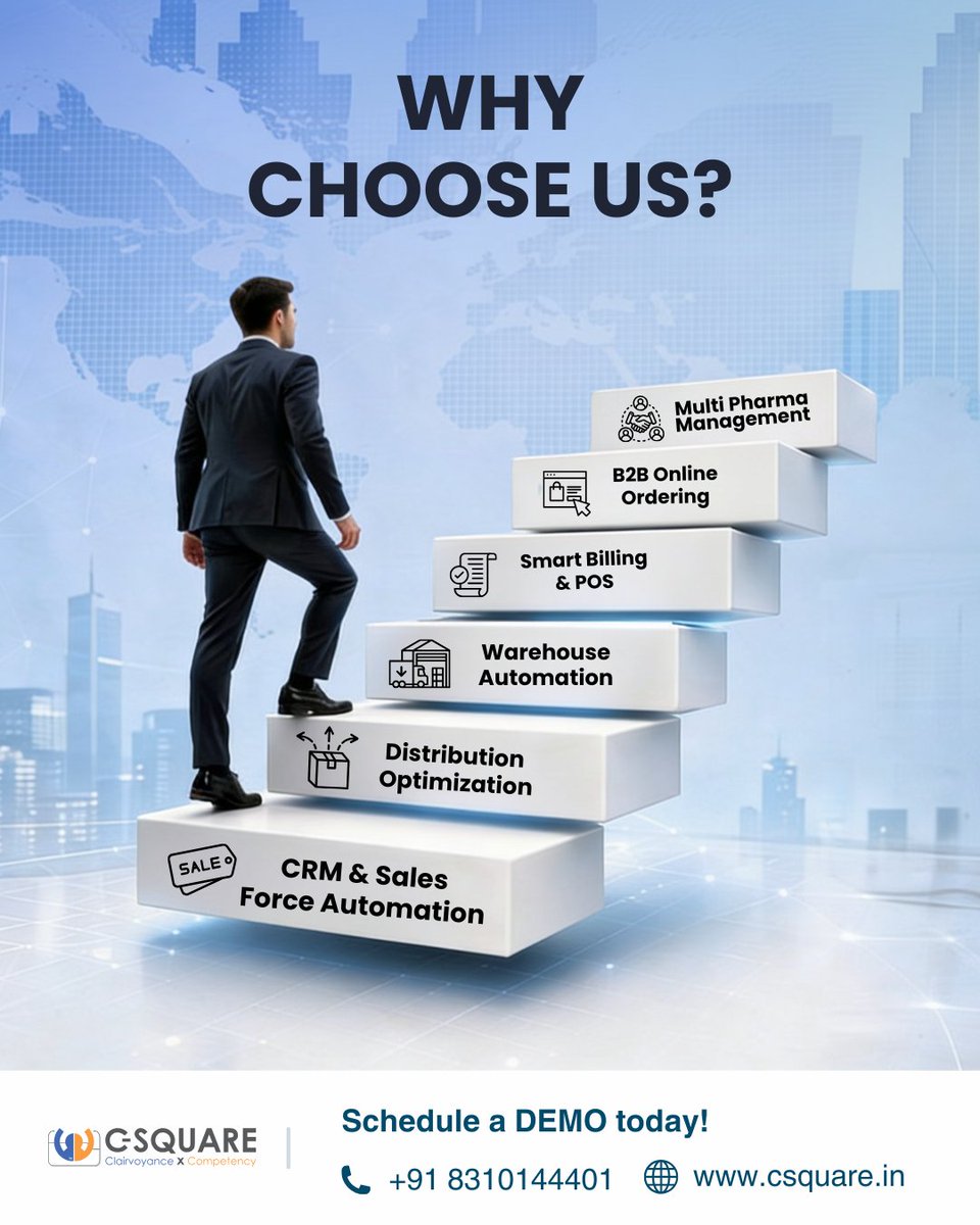 C_SQUARE_INFO's tweet image. Ready to power up your pharma business?

Manage sales, orders, billing and distribution seamlessly with one integrated solution built for pharma growth. 🚀

📞 +91 8310144401
🌐 csquare.in

#CSquare #PharmaSoftware #CRMSoftware #SalesForceAutomation #B2BOrdering