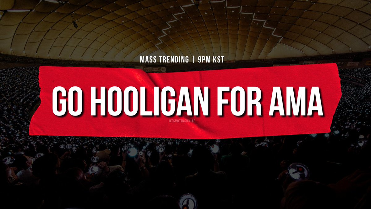 MASS TRENDING STARTS!! 

GET READY WITH YOUR ACCOUNTS FOR MASS VOTING LATER!! 

GO HOOLIGAN FOR AMA
GO HOOLIGAN FOR AMA
GO HOOLIGAN FOR AMA
GO HOOLIGAN FOR AMA