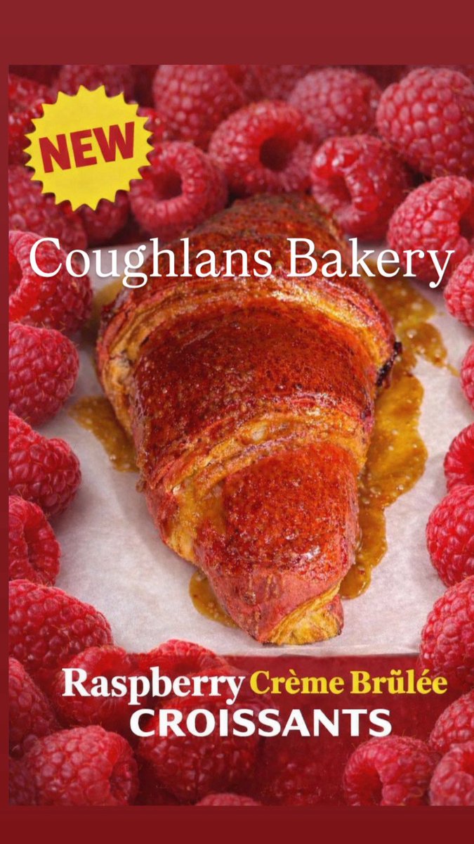 CoughlansBakery's tweet image. You know you deserve one of these new beauties #raspberry #cremebrulee #croissant #
