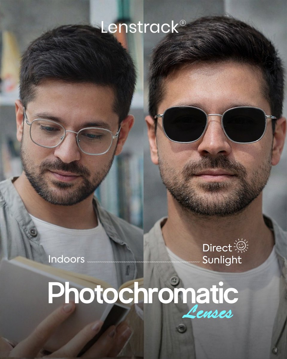 LenstrackIndia's tweet image. One lens adapts instantly from indoors to sunlight with Lenstrack style 😎

lenstrack, photochromatic lenses, smart eyewear, adaptive glasses, UV protection, stylish frames

#lenstrack #photochromatic #eyewearstyle #uvprotection #smartglasses