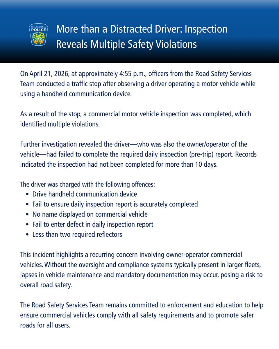 Peel Regional Police tweet media