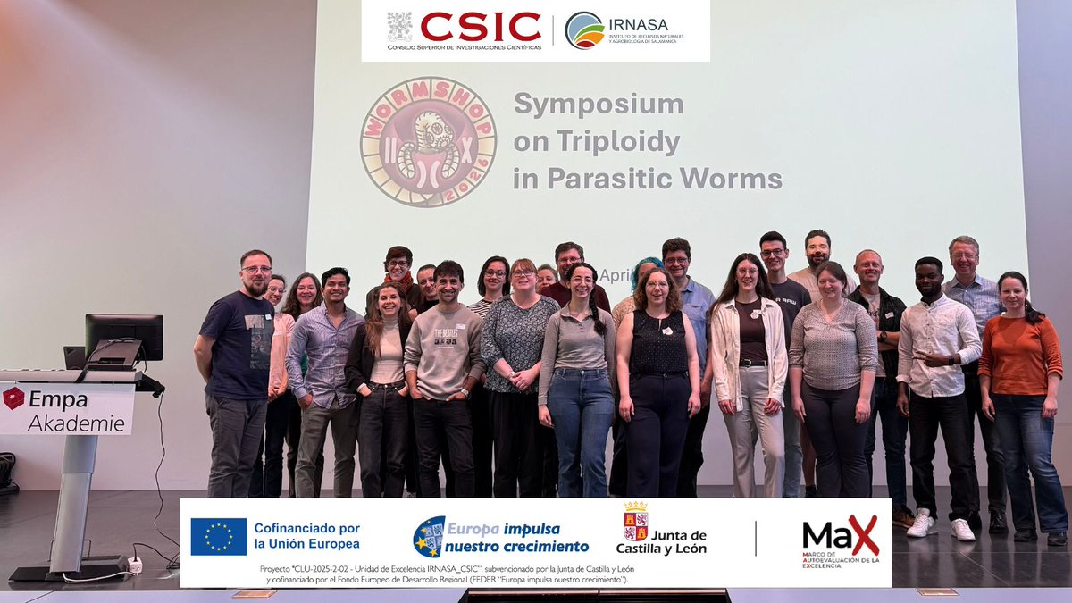 irnasa_csic's tweet photo. 🌍👨‍🔬The #IRNASA‑CSIC researcher @jglezmiguel delivered a talk at the "Symposium on Triploidy in Parasitic Worms" (#Wormshop) in Zurich, Switzerland. https://t.co/UfDYBzME9r