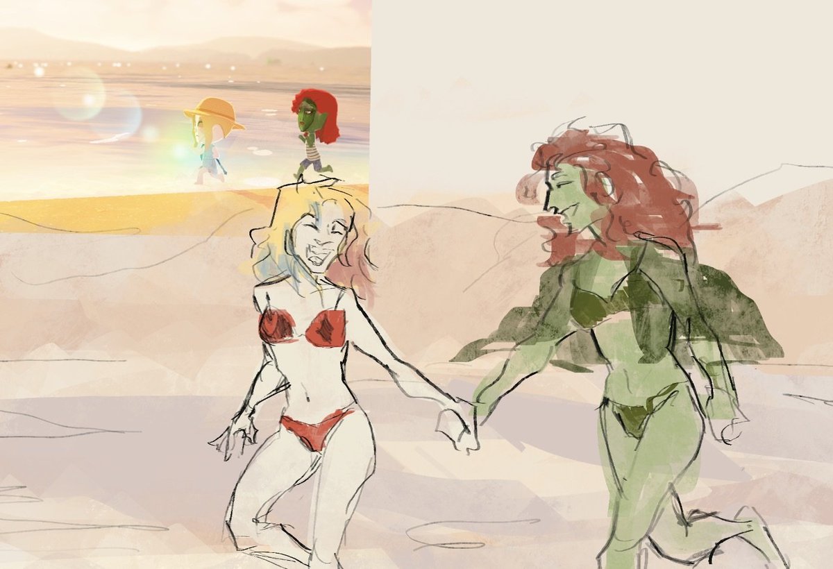 TheTiredDemon_'s tweet image. For once I let them be happy 
#poisonivy #harleyquinn #harlivy