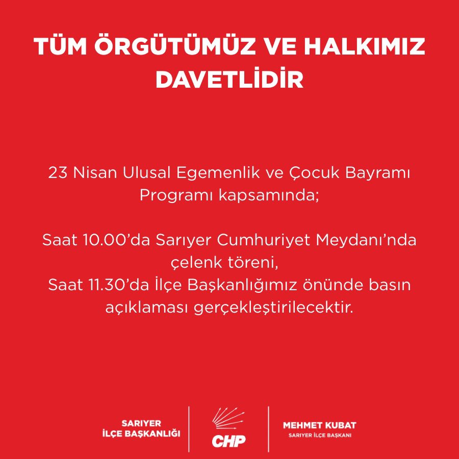 CHP Sarıyer İlçe Başkanlığı tweet media