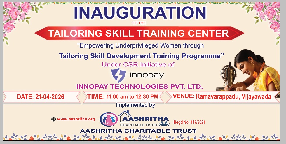 AashrithaT76961's tweet image. Tailoring Skill Development Training Center inaugurated in Vijayawada by Aashritha Charitable Trust with CSR support from Innopay Technologies. “Creating sustainable livelihoods for women is our commitment.” – Puvvada Venugopal Naidu #WomenEmpowerment #CSR #SkillDevelopment