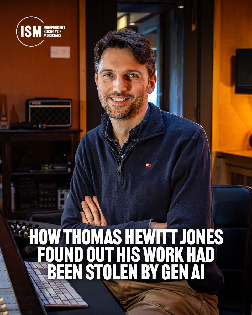 ISM_music's tweet photo. A few years ago, award-winning composer @thewittjones' 'Funny Song' went viral on social media. Since then, his work has been stolen, copied and used to generate AI music - fraudulently published under his own name

Read his full story &amp; write to your MP: https://t.co/UnR57TdiPc https://t.co/uqBpI27Mlz
