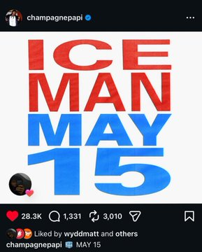 WORLDMUSICAWARD's tweet image. #Drake causes a Tsunami on the internet after announcing his 9th studio album 'ICEMAN', out May 15! It's his first full solo project since 'For All the Dogs' (2023)!💪🦉🌊🌐📢🆕💿🧊🥶💥5⃣/1⃣5⃣👑❤️‍🔥

#Drake #ICEMAN