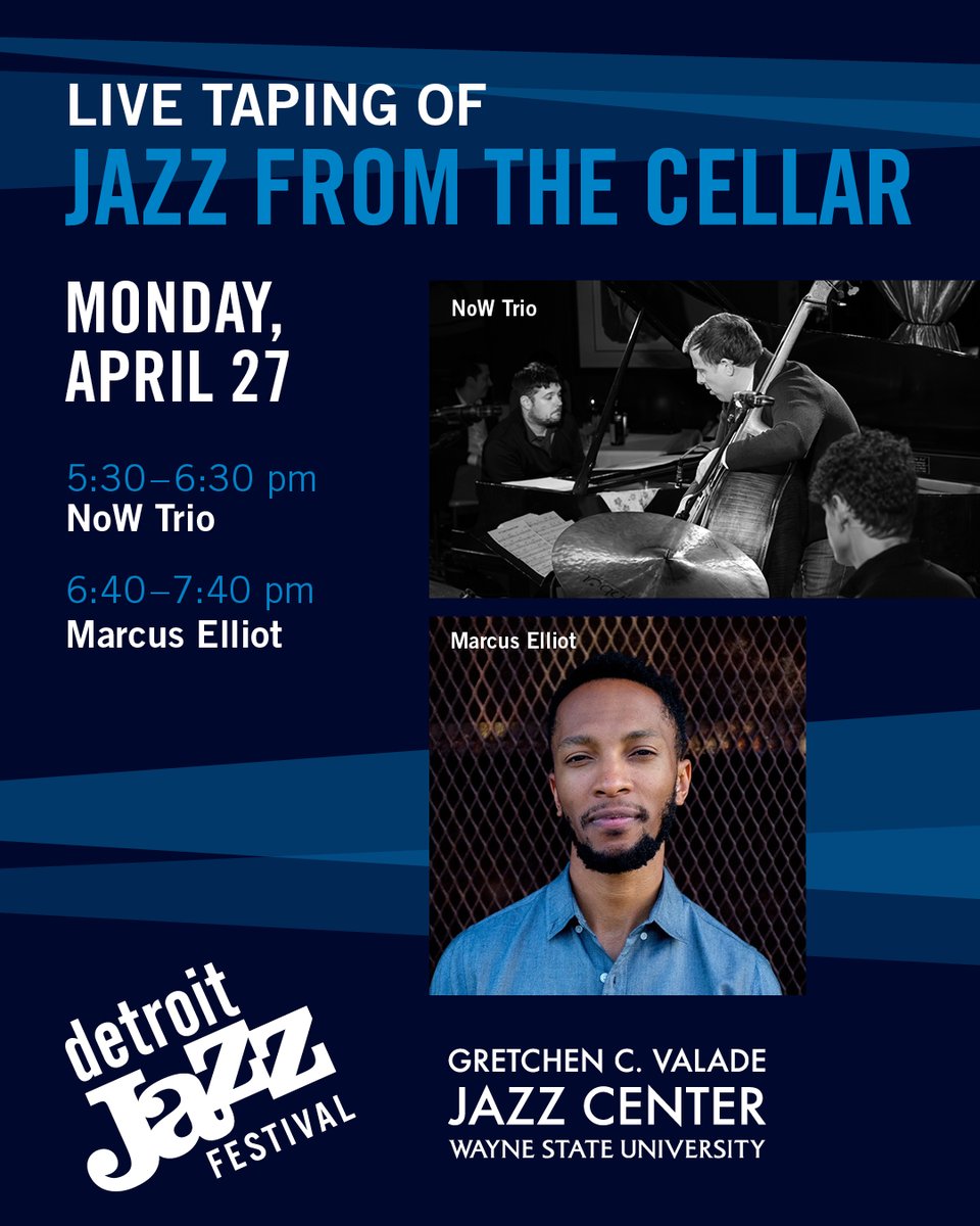 detroitjazzfest's tweet photo. COME JOIN! Beat the Monday blues with another pair of FREE sets at the Gretchen C. Valade Jazz Center at Wayne State University on April 27. We'll be taping these shows for later streaming on Jazz From the Cellar, and we welcome our live audience. #jazzmusic https://t.co/80wAXmdCO3