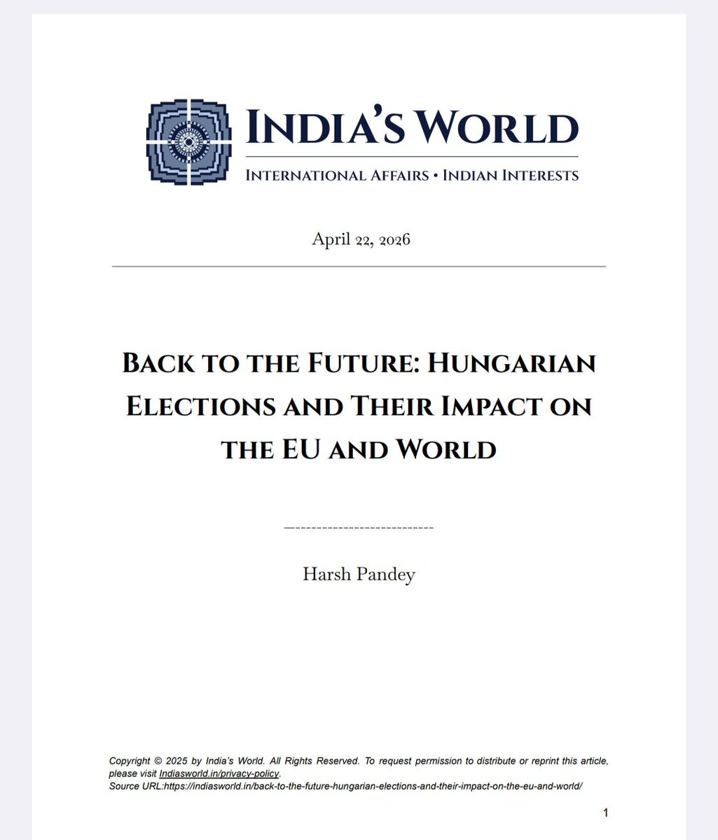 Harsh_Pandey18's tweet photo. My take on the Hungarian election of 2026 which can be said to be one of the most consequential elections Central Europe has faced in the past two decades. Grateful to @IndiasWorld_mag for the publication. @HappymonJacob 
Please Read. 
https://t.co/HJtBvD0UdG https://t.co/uQzklbesVt