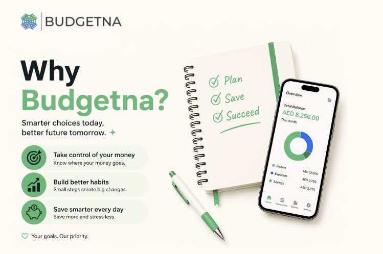 Budgetna_ae's tweet photo. Start today… even with a small step 💚
With #Budgetna, take control of your spending, build smart habits, and reach your financial goals 📈

Plan ✔️
Save ✔️
Succeed ✔️

#Budgeting #MoneyManagement #Savings https://t.co/wXg9tIYomw