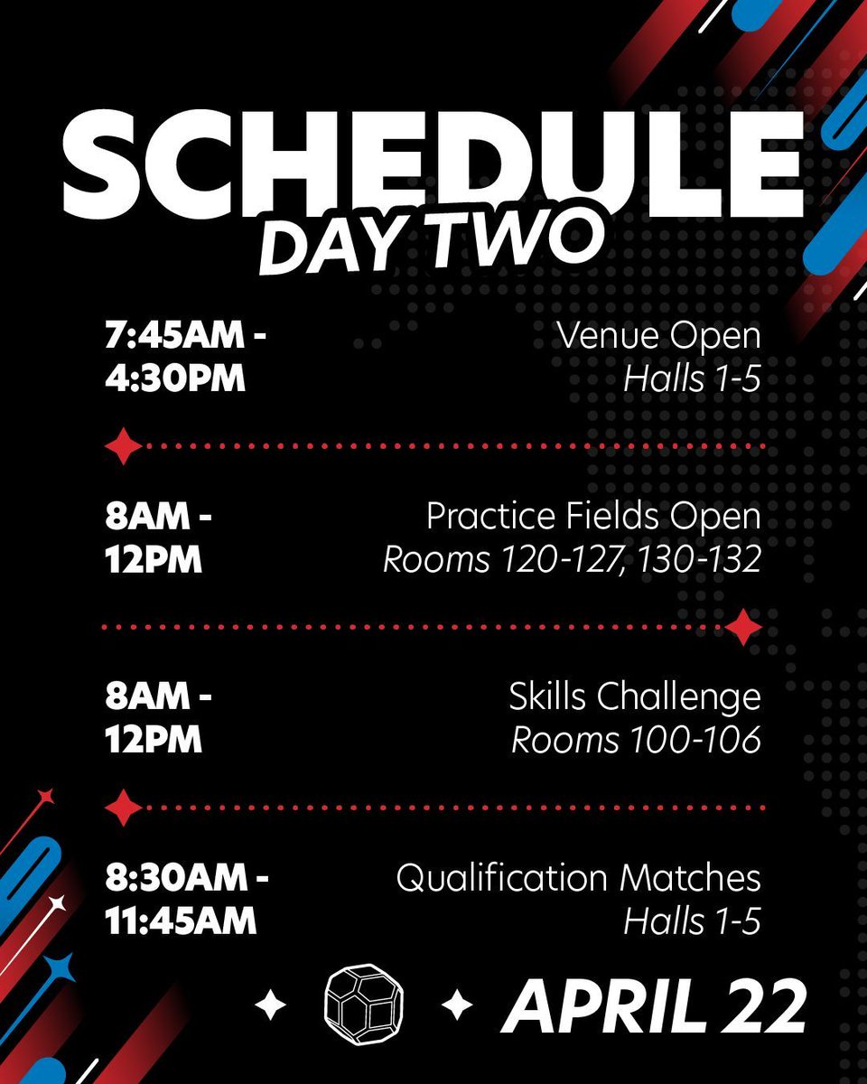 VEXRobotics's tweet photo. Day Two of #VEXWorlds 2026 — first full day of matches, let's go! 💪 Can't be there? Catch all the action live:
https://t.co/gZSCGageeb https://t.co/Fyo5yNJnfl