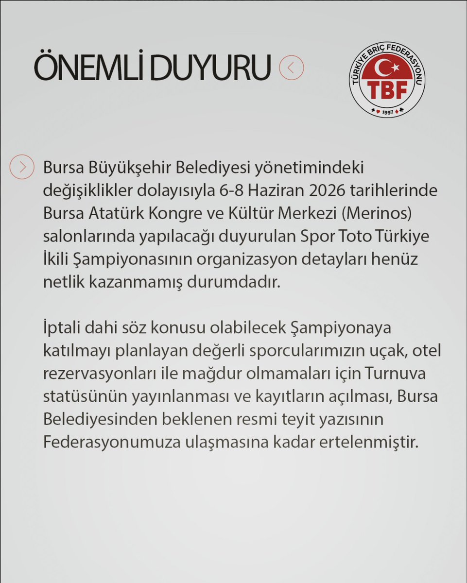 Türkiye Briç Federasyonu tweet media
