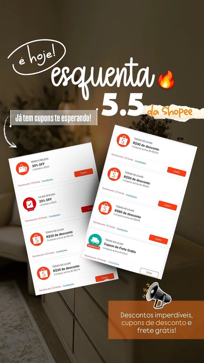 4nonim4_'s tweet image. Corre que já tem cupom disponível te esperando para o 5.5 na Shopee‼️

Restante aqui: s.shopee.com.br/30kFtOMpEW

#shopee #cupomshopee #esquentashopee