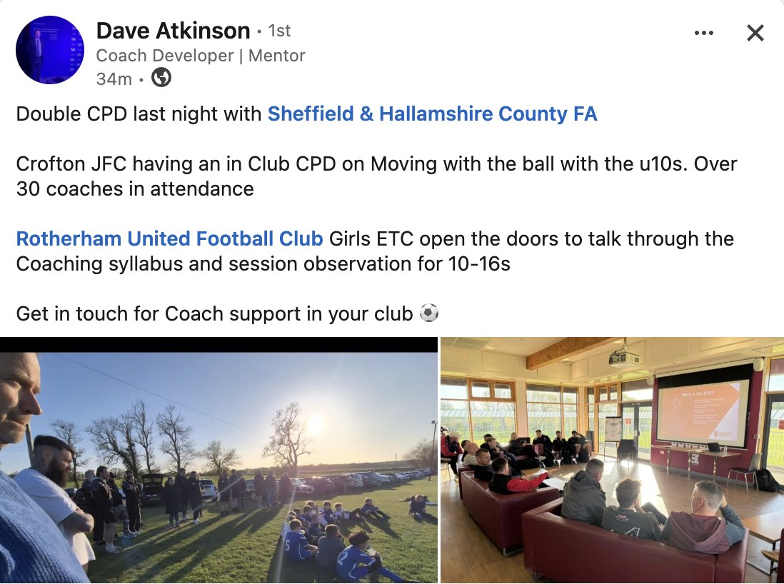 clarecowen925's tweet image. Thanks to Dave Atkinson @SHCFA for organising the CPD event at Hallam Sports Park @sheffhallamuni Good to see how Rotherham Girls ETC organised their seasons coaching programme &amp;amp; see coaches in action #cpd #coaching #playerdevelopment #sheffield