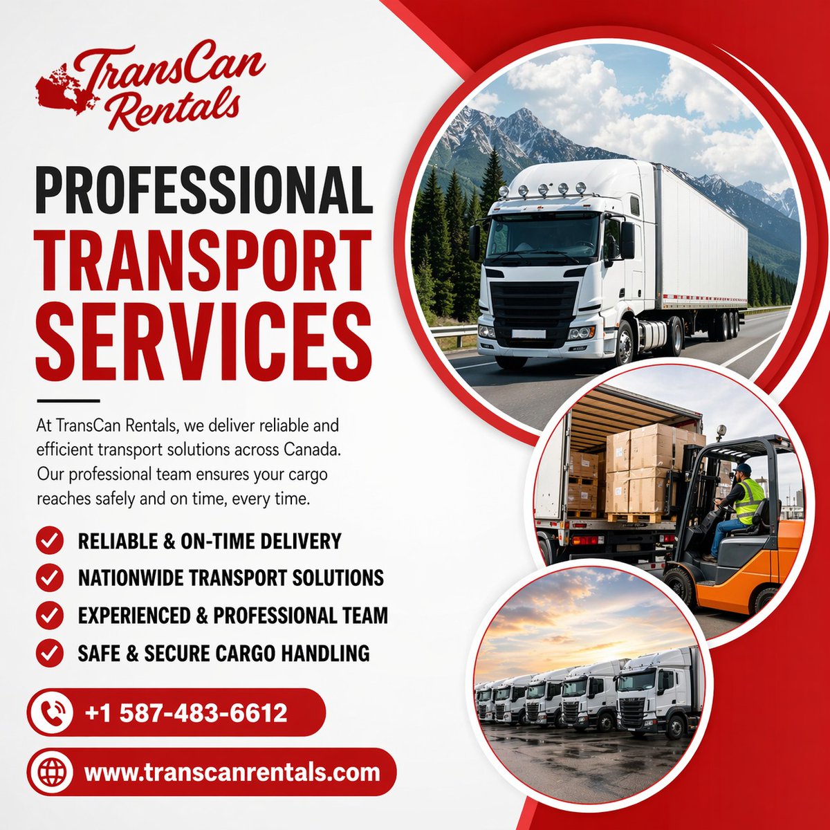 TranscanRentals's tweet image. Reliable transport across Canada — every time! 🚛 TransCan Rentals offers safe cargo handling, nationwide solutions &amp;amp; a pro team ready to deliver. 

📞 +1 587-483-6612 🌐 transcanrentals.com 

#Transport #Logistics