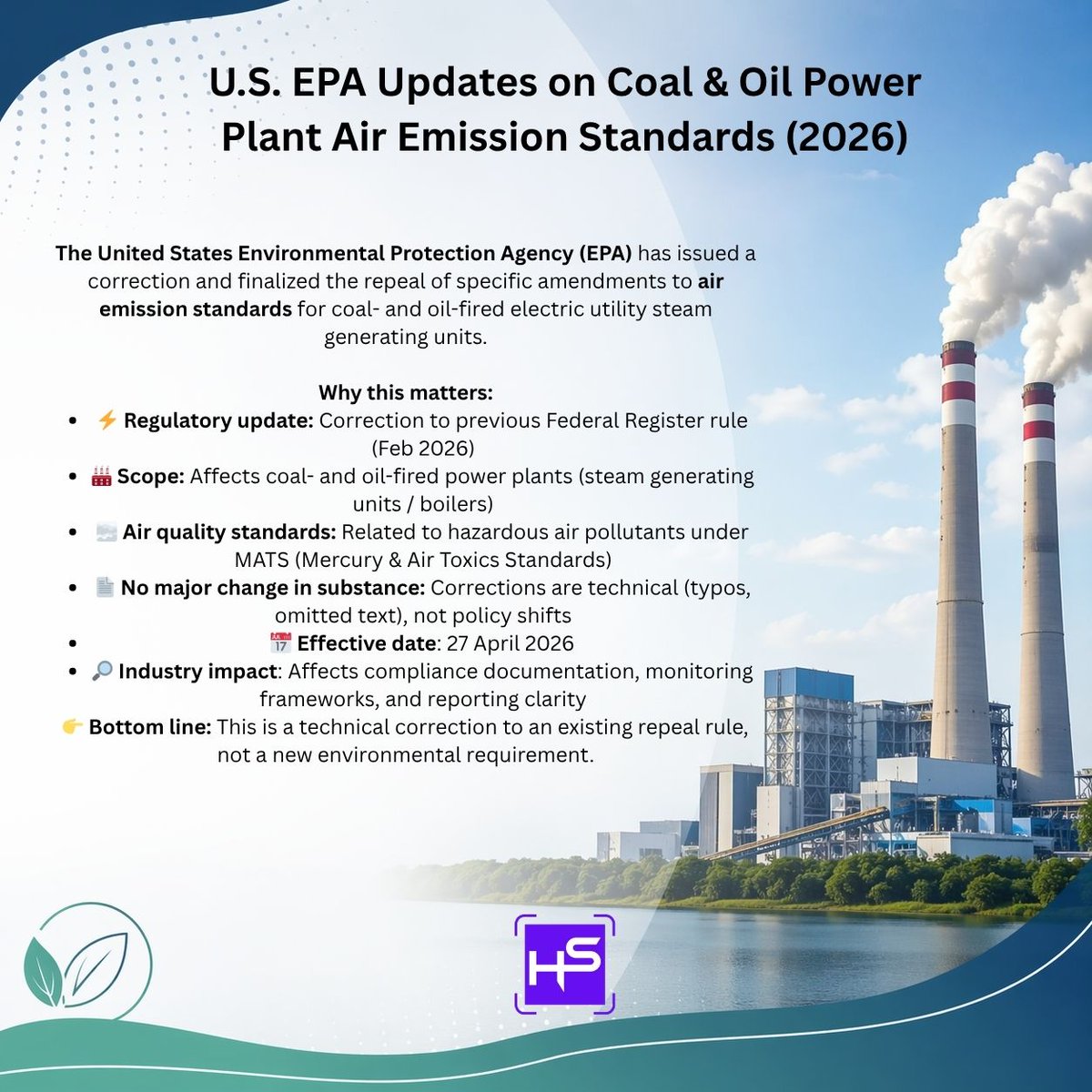 HSCodeMatch's tweet image. Regulatory update: EPA corrects its 2026 repeal of hazardous air standards for coal &amp;amp; oil power plants. Substantive rules remain unchanged. 
Read more at hscodematch.com
#hscode #usa #regulations #trade #WORLDWIDENEWS  #business