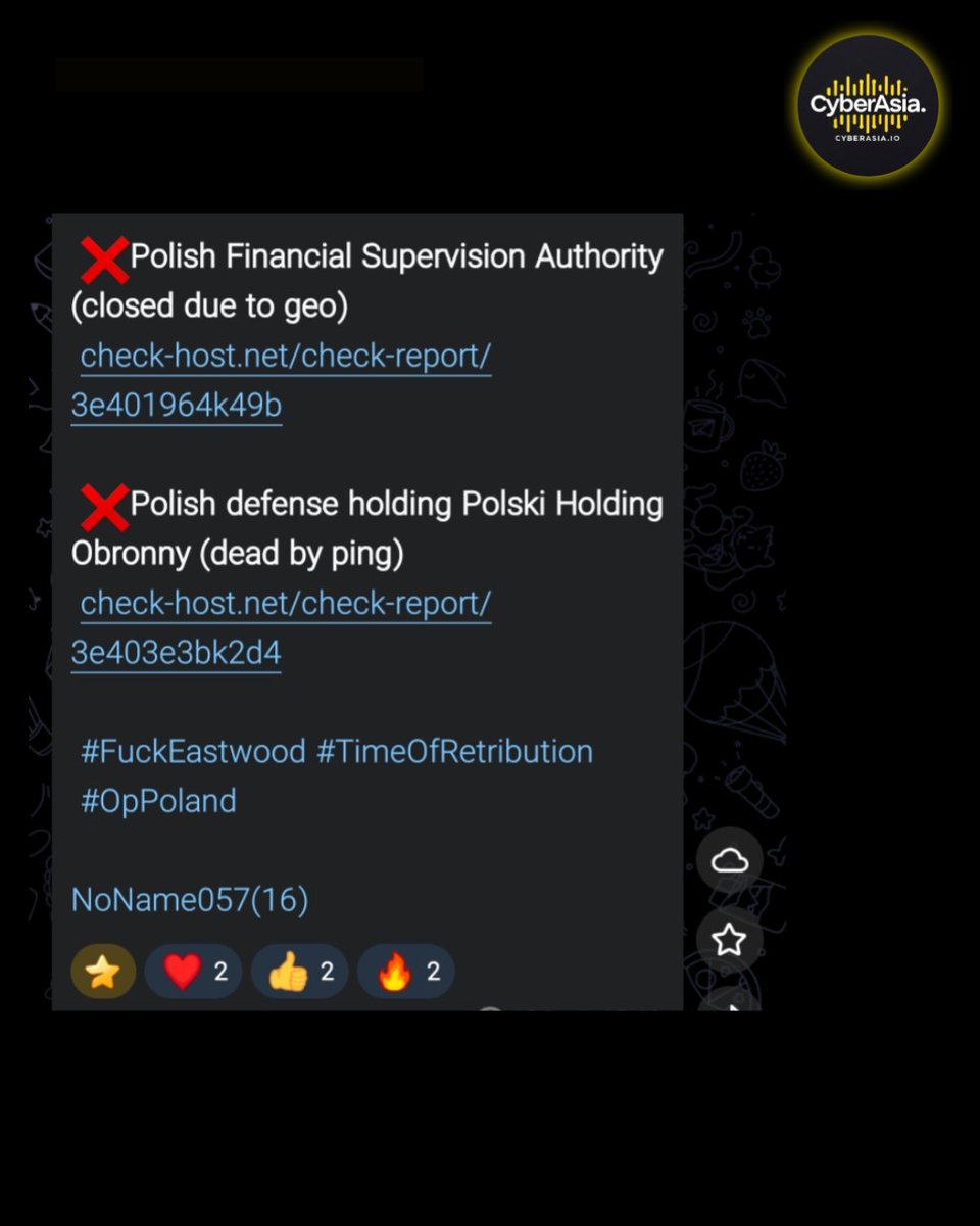 cyberasia_io's tweet image. 🚨 Poland Alert 🇵🇱

The hacking group NoName057(16) has launched a series of coordinated DDoS (Distributed Denial of Service) attacks against various Polish infrastructure.
 
#CyberSecurity #DDoSAttack #NoName057 #Poland #CyberWarfare