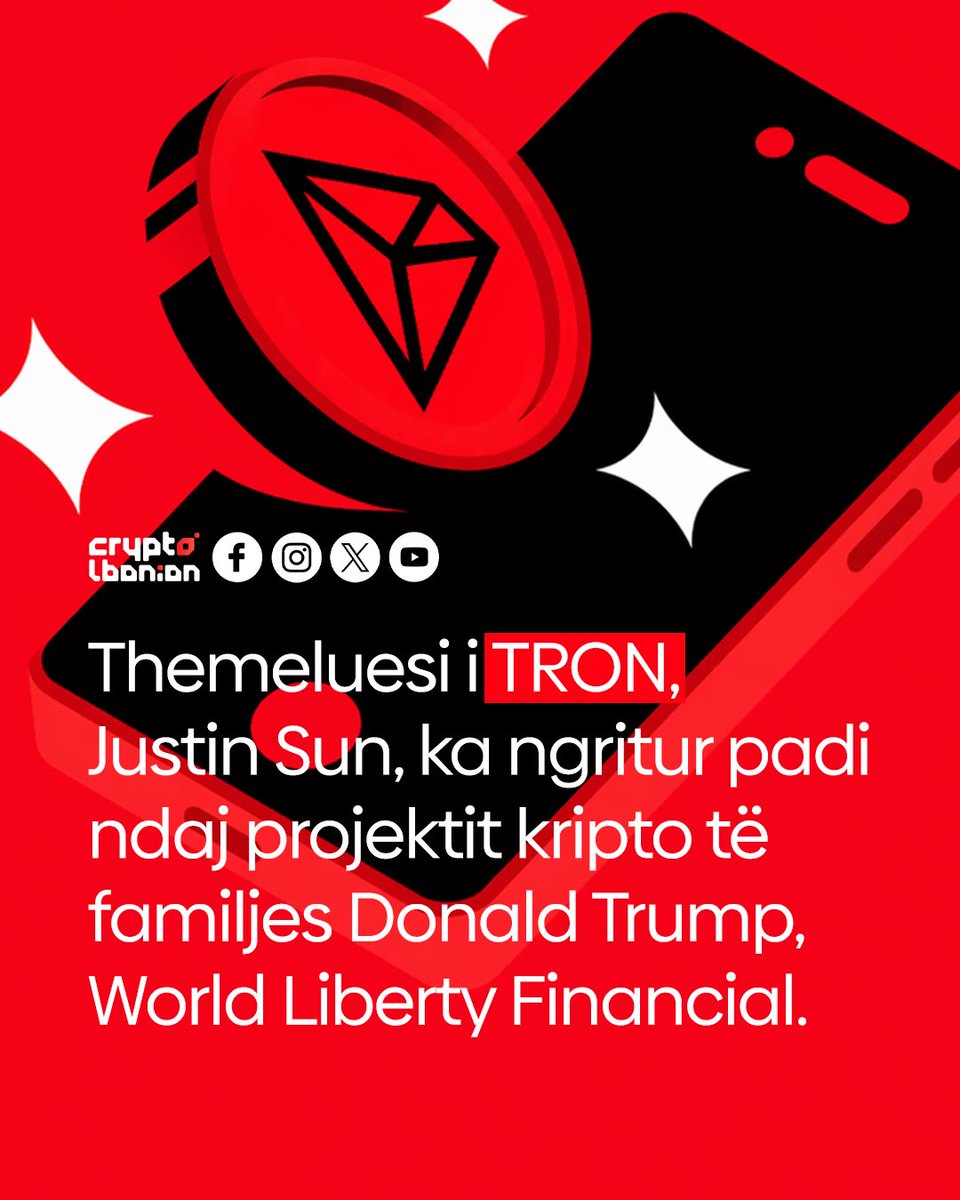 cryptolbanians's tweet image. Themeluesi i TRON, Justin Sun, ka ngritur padi ndaj projektit kripto të familjes Donald Trump, World Liberty Financial.

#crypto #tron #justinsun #wlfi