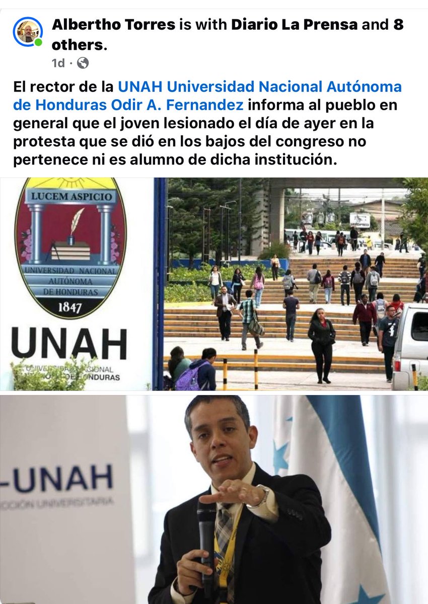 <a href="/stevenalarcontv/">Steven A.</a> <a href="/MauricioRLTV/">Mauricio Rivera🇦🇹</a> NO es estudiante
Salio en 2016
Hace 11 años

PAYASO
Y no fue #Mauricio
Fue el rector de #UNAH quien confirmó ese es #Colectivo de <a href="/PartidoLibre/">Partido Libre</a> 
NO estudiante