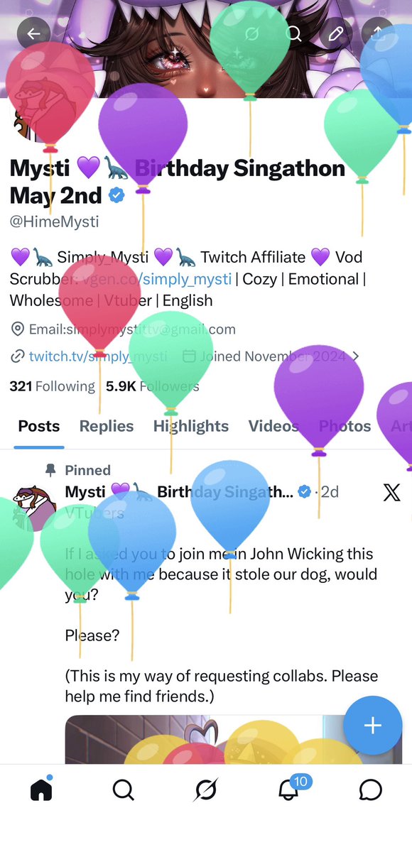 Mysti 💜🦕 Birthday Singathon May 2nd tweet media