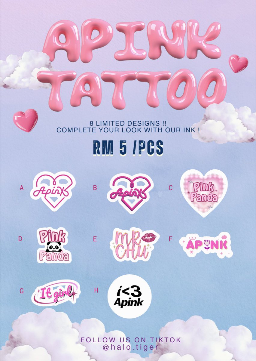 hidayuuuadnan's tweet image. Hi Pink Pandas 💗🐼✨

Getting excited for Apink in KL?  
Let’s make your concert day extra adorable with our limited Apink tattoo stickers! 

☆ RM 5 / pc  
☆ DM to order

To Order :
forms.gle/pP2Bdk2nfzeF4C… 

#Apink #에이핑크 #TheOrigin_APINK #APINKinKL