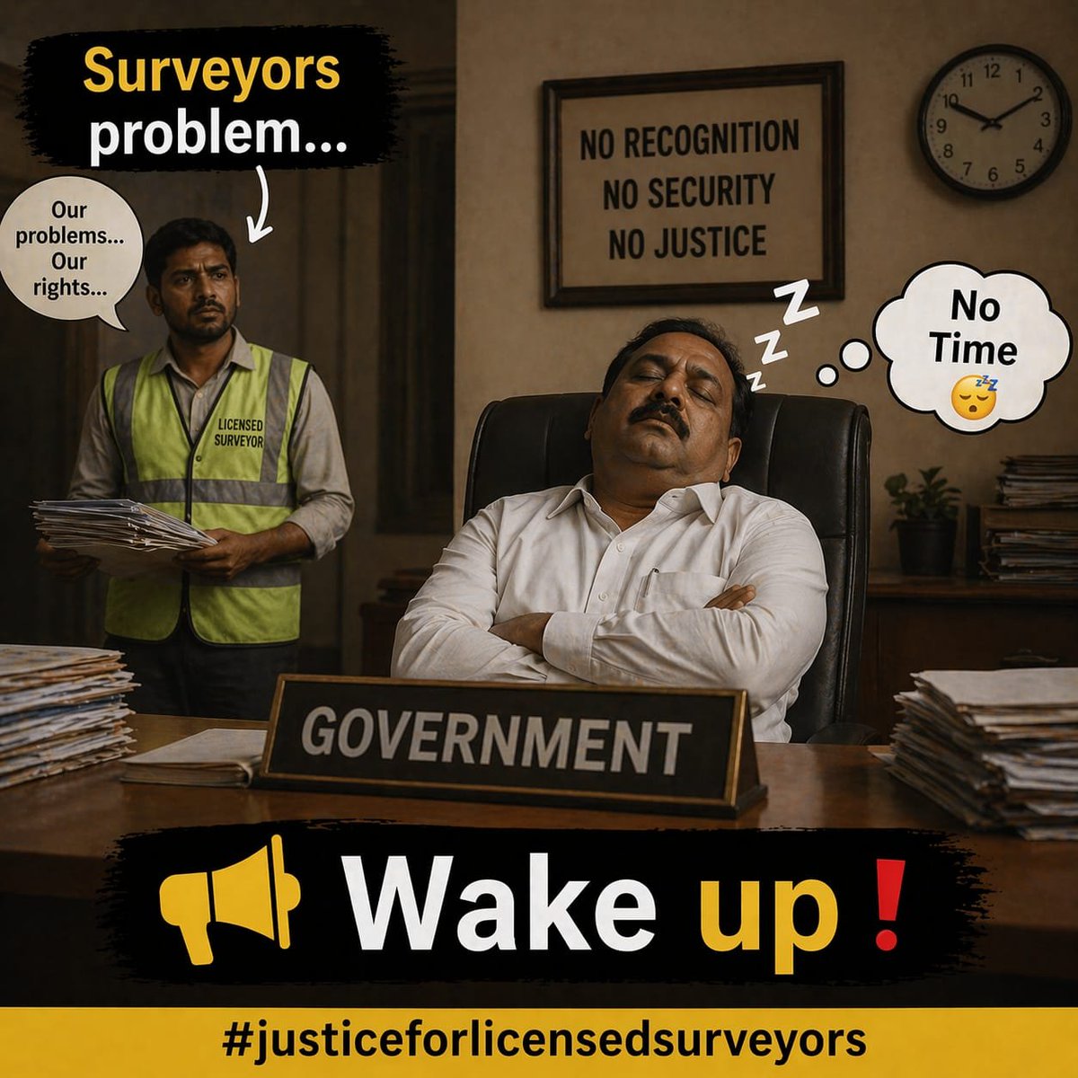 talageri_s29068's tweet photo. Surveyors ಸಮಸ್ಯೆ… ಹಕ್ಕುಗಳ ಹೋರಾಟ…
ಆದರೆ “System” ಇನ್ನೂ ನಿದ್ರೆಯಲ್ಲೇ ಇದೆ! 😴
No Recognition ❌
No Security ❌
No Justice ❌
👉 ಇಗಾದರೂ ಎಚ್ಚರವಾಗುವ ಸಮಯ ಬಂದಿದೆ!
#justiceforlicensedsurveyors
@krishnabgowda @CMofKarnataka @tv9kannada @publictvnews 
@BJP4India https://t.co/2BDECkwa4l