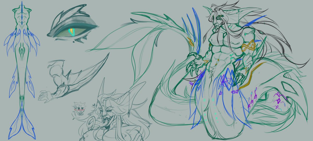 HallowDoods's tweet image. Ref WIPS 

#AUs #Siren #Dragon #OC