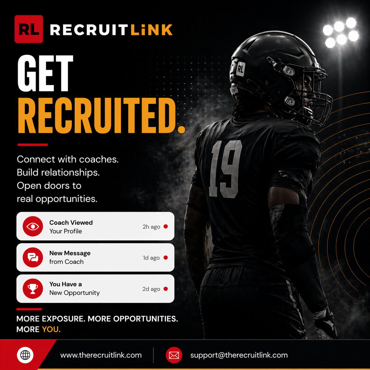 therecruitlink's tweet photo. GET RECRUITED 🎯

This is where opportunities become real.

Connect with coaches.
Start conversations.
Receive offers.
Your future is one connection away.

#GetRecruited #CollegeOffers #CoachConnections #AthleteRecruitment #ScholarshipOpportunity #NextLevelSports #SportsFuture https://t.co/znYa6JuiSF