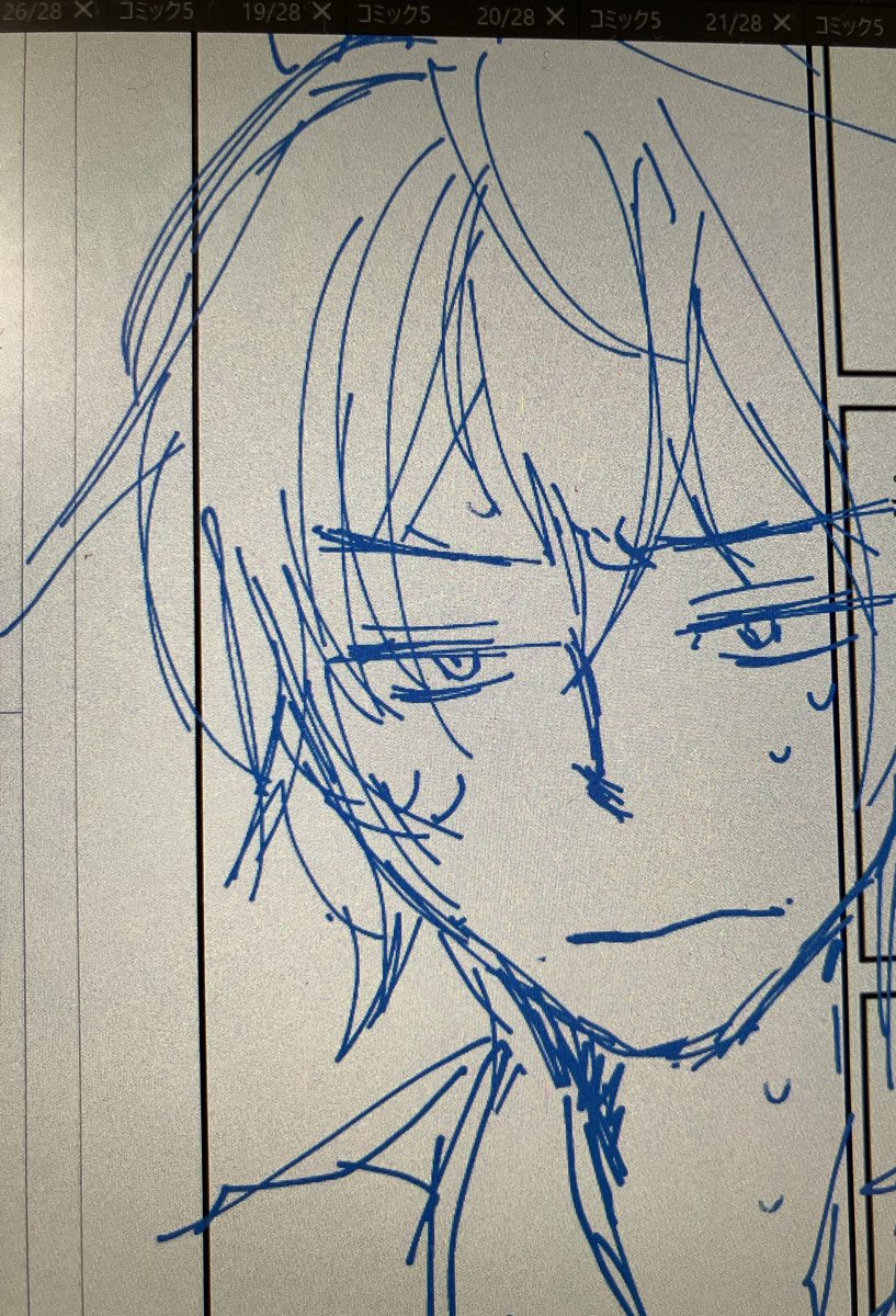 スパコミの進捗を晒して人々を怖がらせましょう！（いい顔が描けた下描きです、線画になるとこの良さは失われるため、供養）