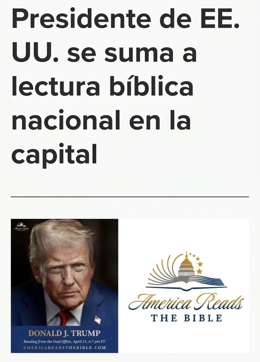El presidente de los Estados Unidos será uno de los lectores principales de la Biblia hoy durante el evento “America Reads the Bible” que tendrá lugar en la capital de Estados Unidos.
Estados Unidos ha vuelto a la Biblia, esto es maravilloso🙌🏽.
<a href="/mundocristiano/">Mundo Cristiano</a>