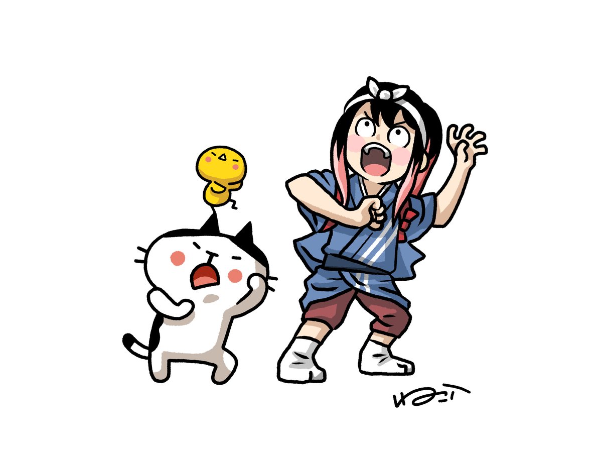 急に閃いて！！勢いのままに描いてみました。オープニング曲のあのシーンに、ネコとひよこを添えて勝手に共演です(笑) 今週の #あかね噺 も楽しみ楽しみ。放送後に更新されるメイキングも面白いですよね。稽古を担当している若手噺家さんたちの、むしろ得るモノが半端なさそうでうらやましいかぎりッ